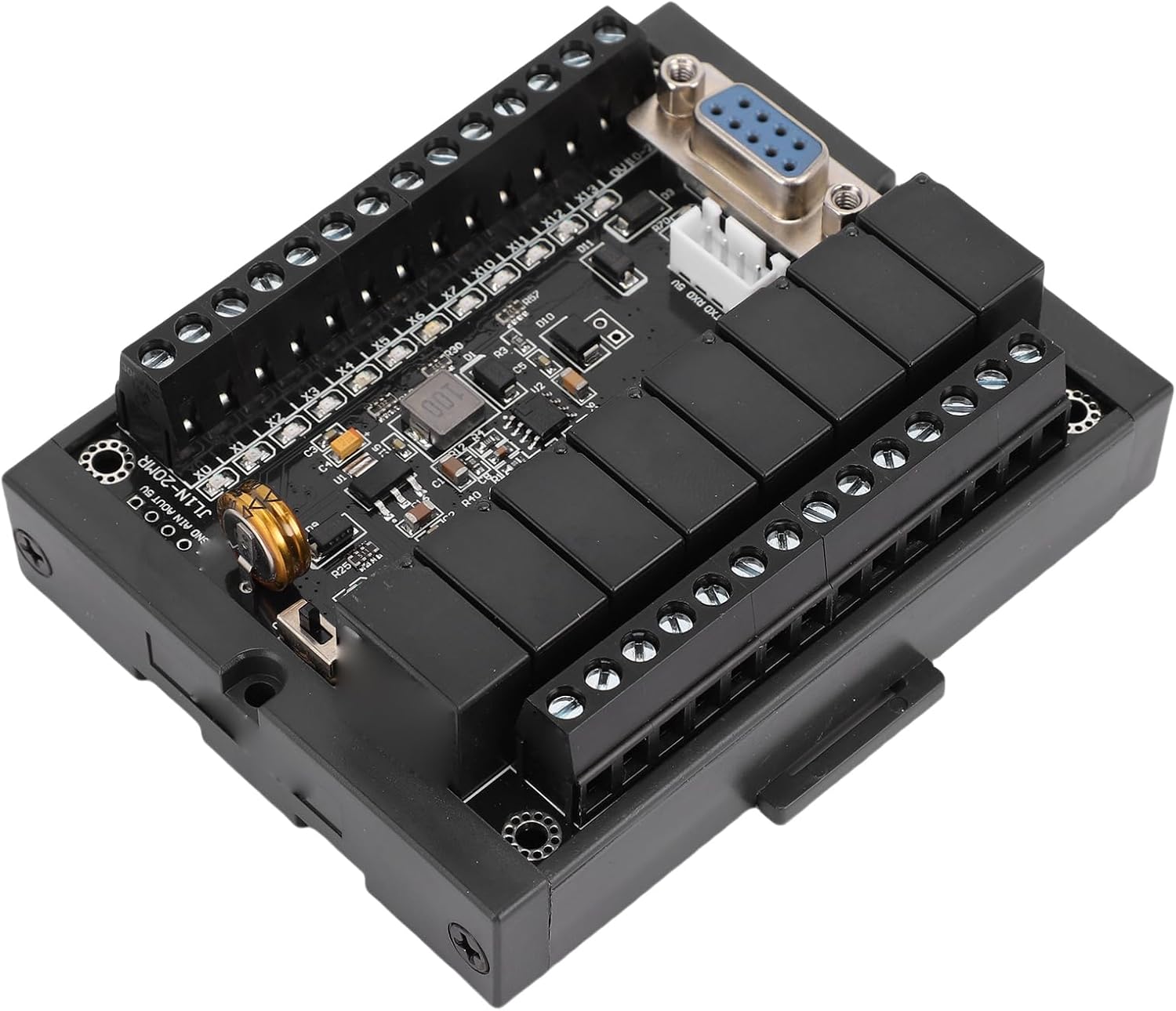 WALFRONT PLC Control Programmable Logic Controller Industrial Control Board DC Panel PLC Relay Module Rail Type Housing