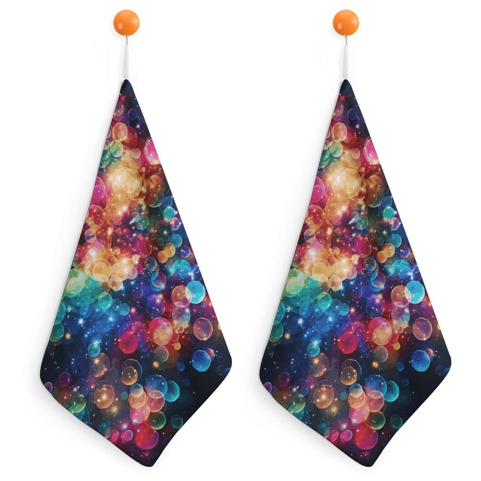 QMNLKH Colorful Rainbow Stars Hand Towels for Kitchen, Quick Dry Hanging Hand Towels with Loops, Absorbent Hand Towel for Bathroom, Square Soft Microfiber Towels for Gym, 11.8inch 2PCS