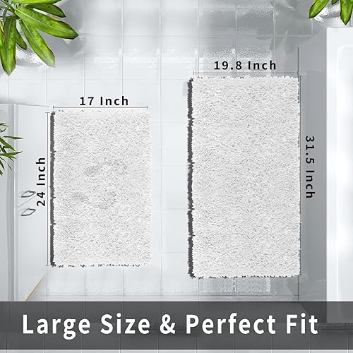 Miniatura 177 de Yimobra Juego de 2 alfombras de baño, alfombra de baño suave y absorbente y alfombra de inodoro en forma de U con respaldo antideslizante, alfombras