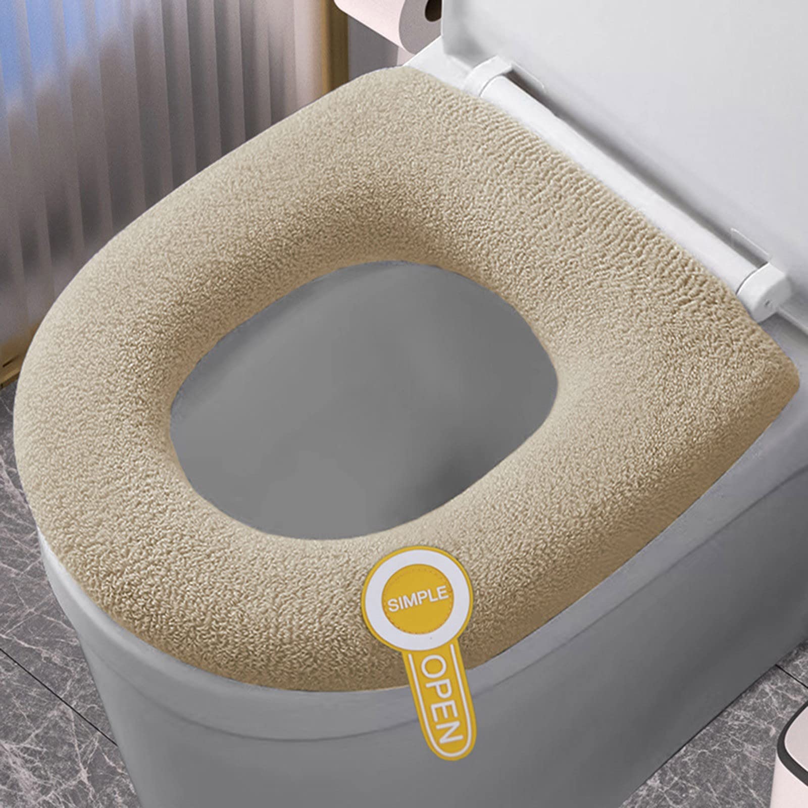 Mubx Four Seasons Universal Warm Toilet Seat, Soft Cover, Retractable, Washable, Comfortable, Reusable, Grey, Oval, Modern Minimalist, Polyester