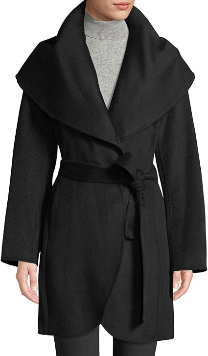 double face wool blend wrap front coat