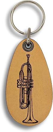 Trumpet - Genuine Leather Keychain - Music Keychains