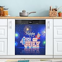 Vista 5 de Kigai Cubierta magnética para lavavajillas del 4 de julio, cubierta magnética para panel de puerta de nevera de cocina, cubierta magnética