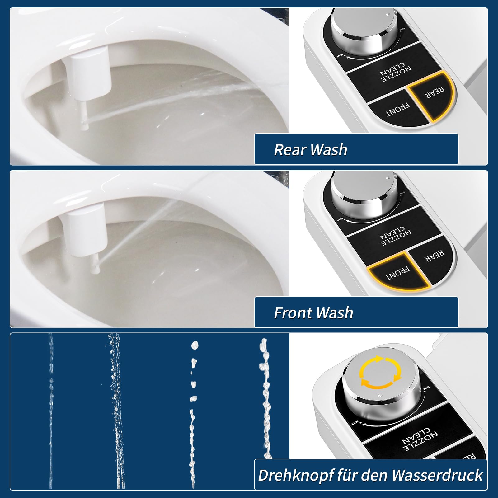 SAMODRA Bidet – Selbstreinigende Doppeldüse, kaltes Wasser, nicht elektrischer Bidet-Aufsatz für Toilette,unabhängig einstellbarer Wasserdruck, Quick-Release Funktion für einfach Reinigung