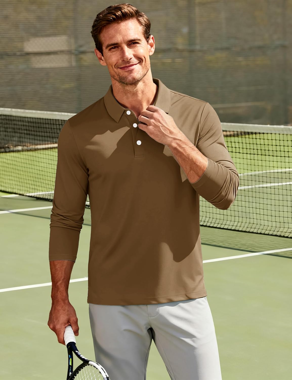 MAGCOMSEN Men's Polo Shirt Long Sleeve Golf Shirts Quick Dry Lightweight 3-Button Performance Work Fishing Athletic - Image 2