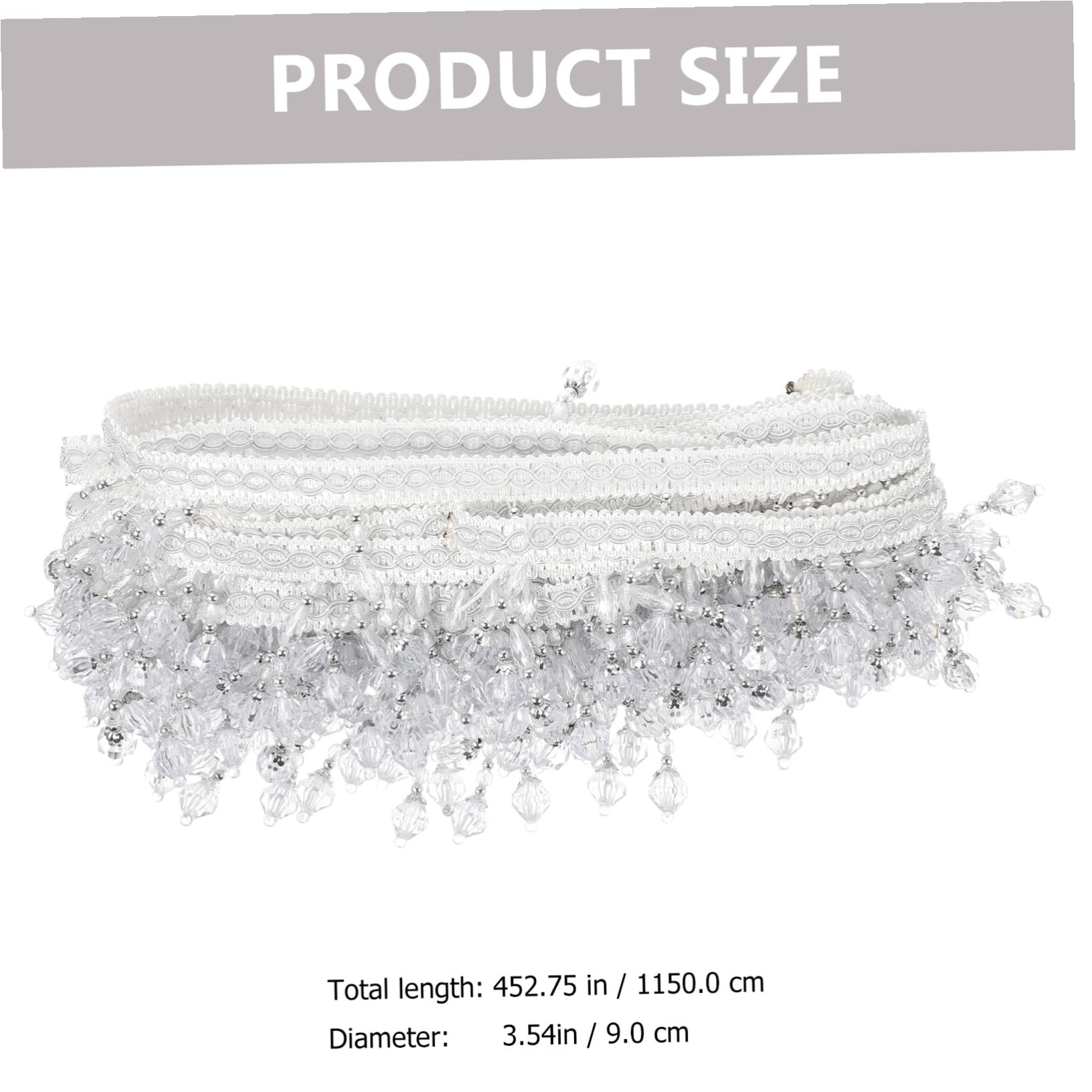 Holibanna Frange Perlée Décorative pour Rideaux et Coussins Bordure Délicate avec Glands Garniture DIY pour Décoration Maison et Meubles Blanc