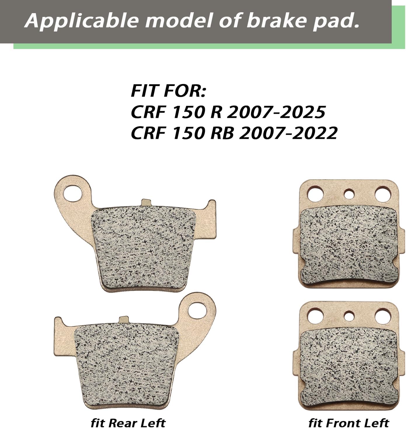 Front and Rear Brake Pads Sintered for Honda CRF150R 2007-2025, CRF150RB CRF 150RB 2007-2022
