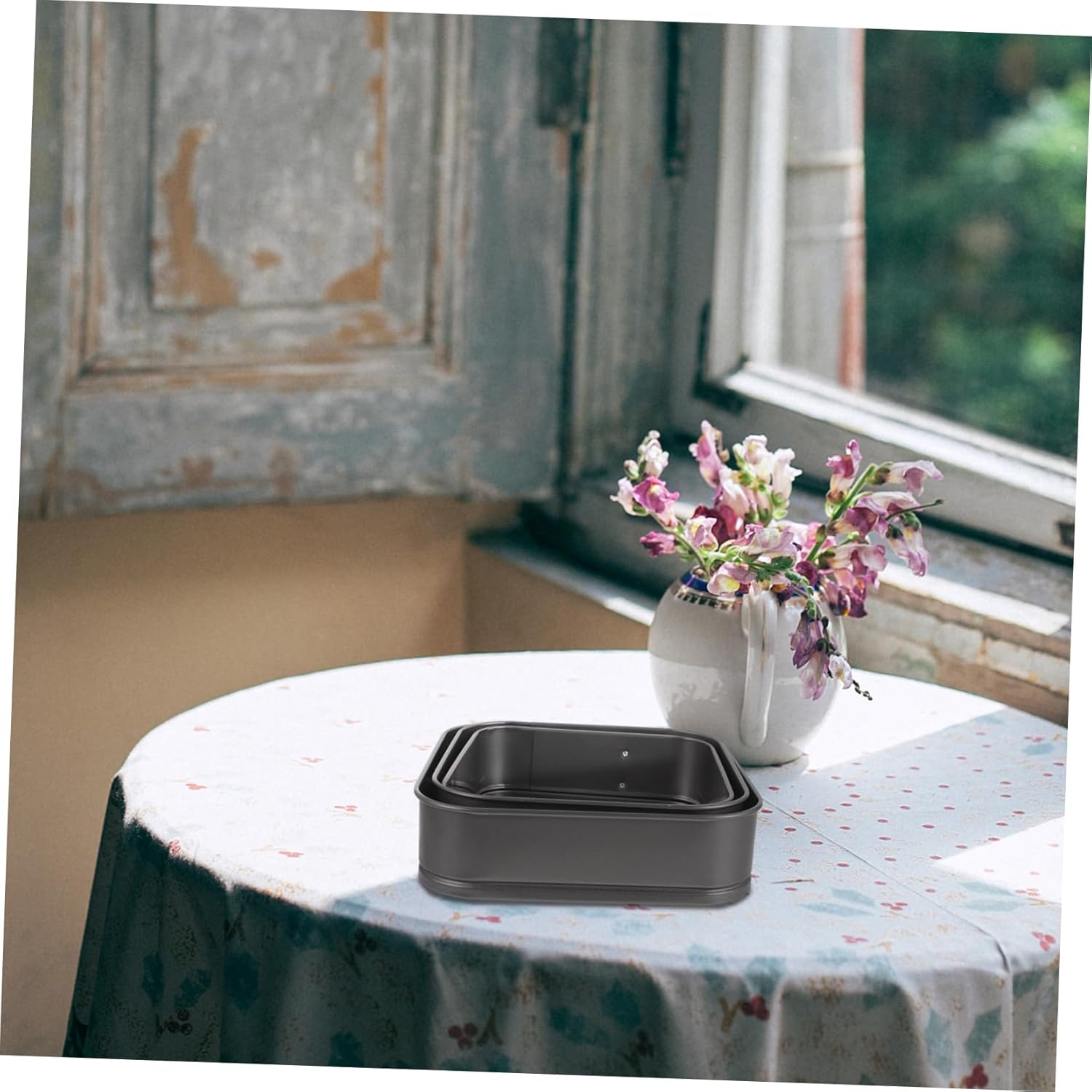 3PC Honeycomb Live Bottom Non Stick Cake Molds Square Baking Tray for Weddings Parties and Birthdays Carbon Steel Easy Clean Black