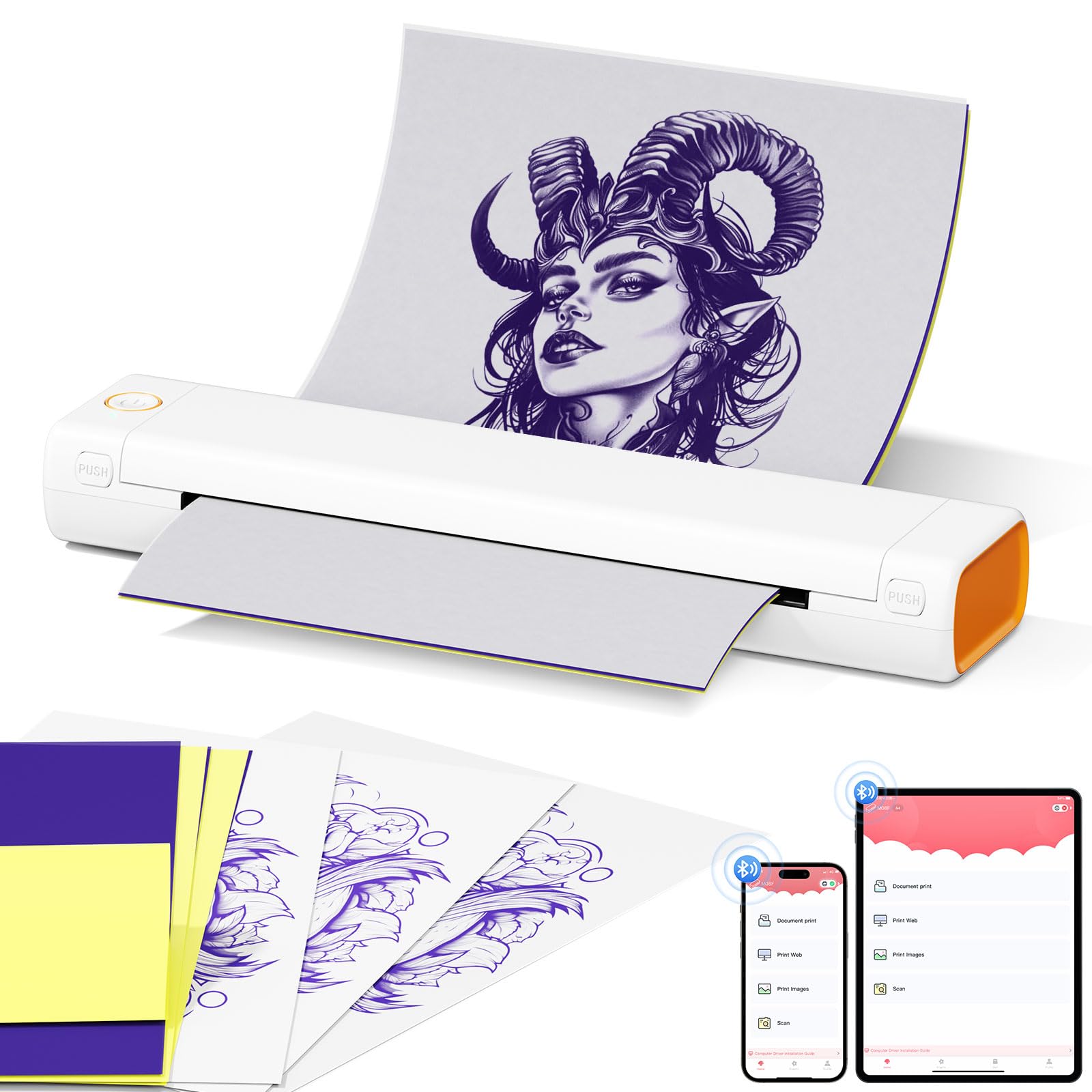 Amazon | Itari M08F tattoo printer タトゥー用紙10枚付属 モバイル 