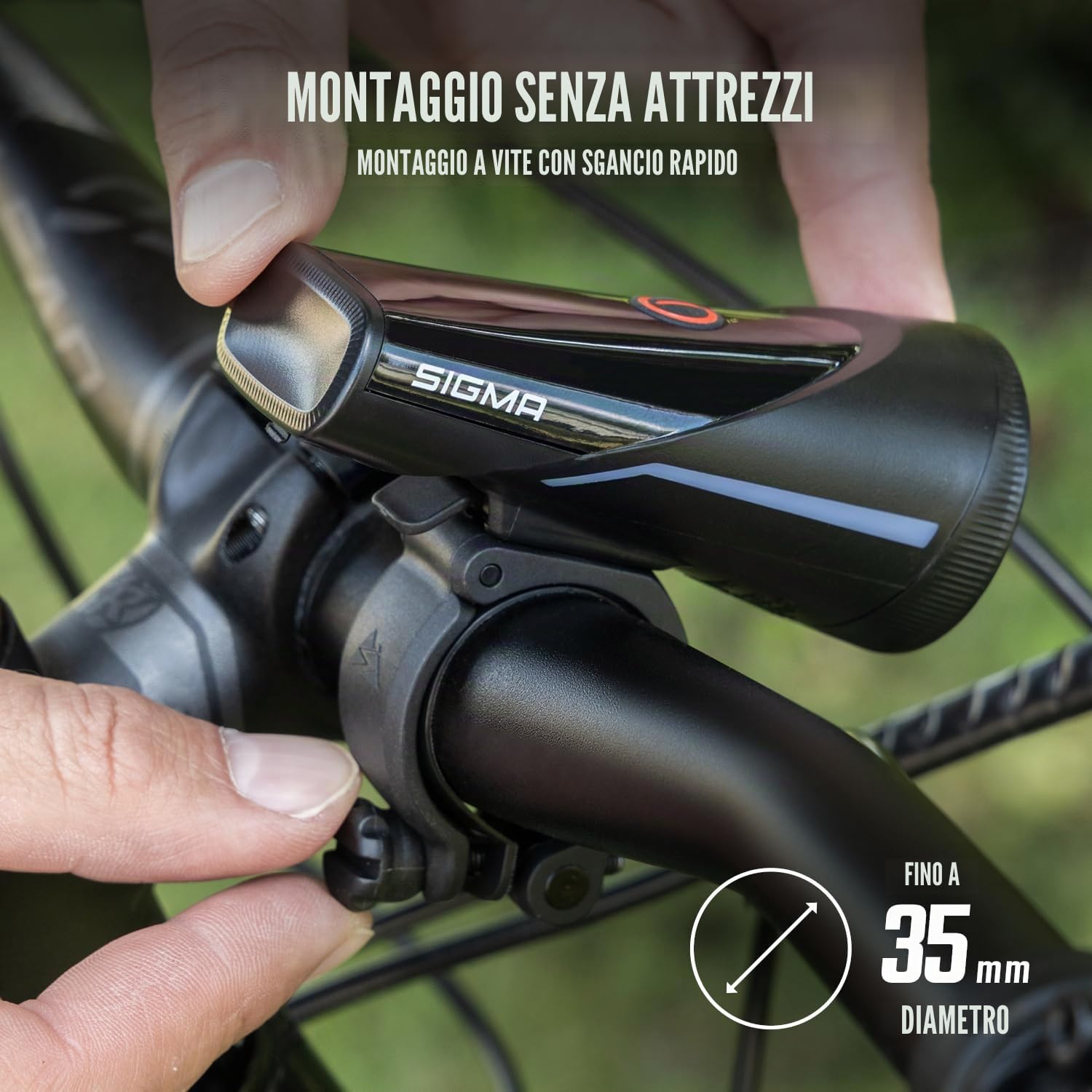 SIGMA Aura 100/Blaze Link kit di luci per bicicletta (montaggio a vite) | Innovativa funzione frizione 100 lux LED luce anteriore per bicicletta | Luce posteriore con funzione di luce freno