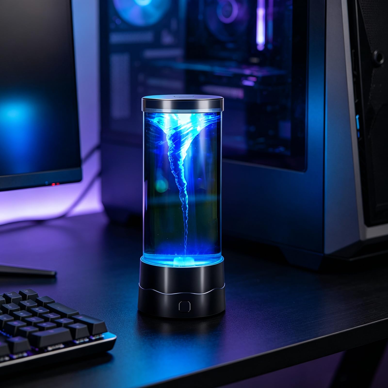 shulovehua Tornado Lamp USB Rechargeable LED Night Light 7 Color Changing Twister Water Vortex Lamp Unique Ambient Decor for Gameroom Bedroom Bar Birthday Christmas Gift for Kids Adults Boys Girls
