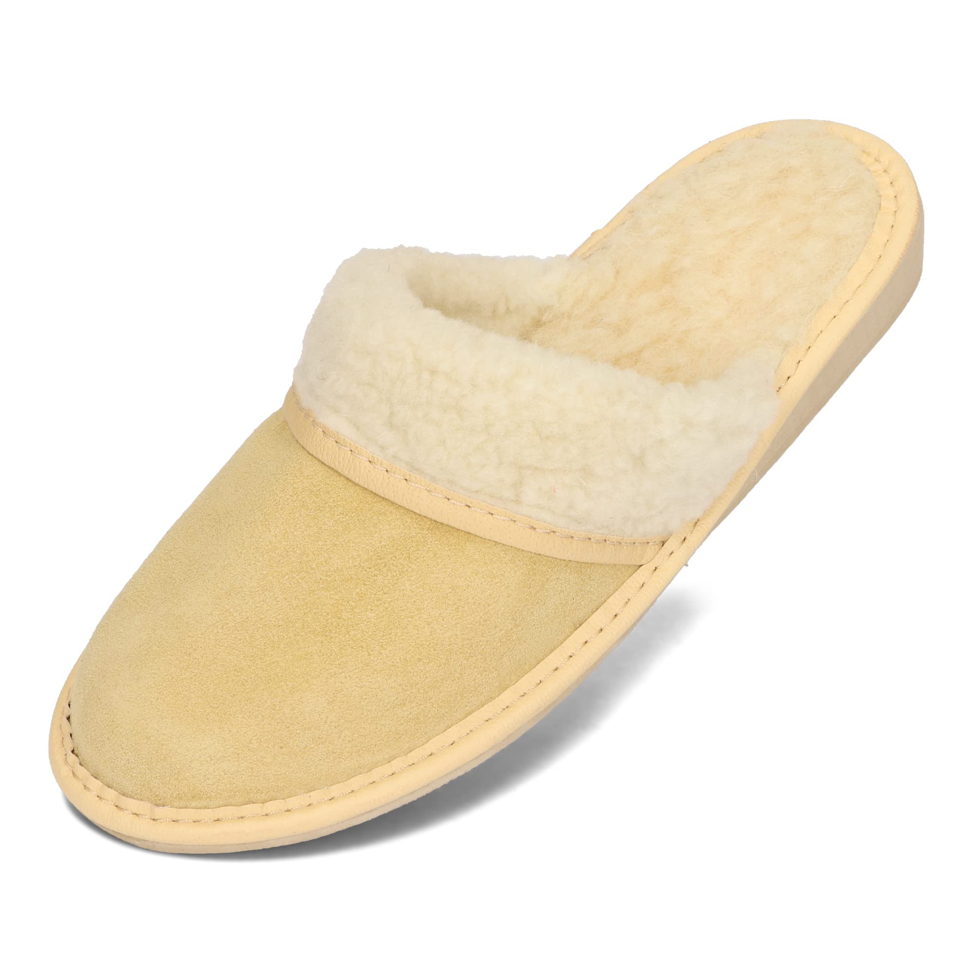 BeComfy Warme Hausschuhe Damen Wildleder Glattleder Lederhausschuhe mit Wolle 36-41 EU