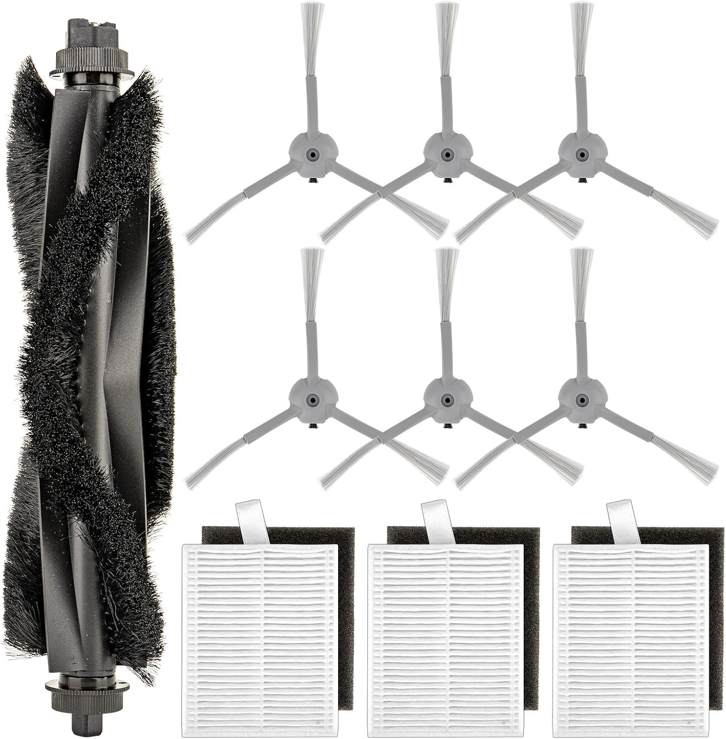 (10 Pack) L60 L50 Replacement Parts Compatible with eufy L60, L60 Hybrid, L60 SES, L50 SES, L50 Series Robot Vacuum, Accessories Kit, 1 Roller Brush, 3 HEPA Filters & Foam Filters, 6 Side Brushes