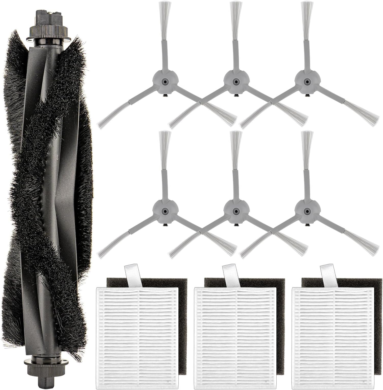 (10 Pack) L60 L50 Replacement Parts Compatible with eufy L60, L60 Hybrid, L60 SES, L50 SES, L50 Series Robot Vacuum, Accessories Kit, 1 Roller Brush, 3 HEPA Filters & Foam Filters, 6 Side Brushes