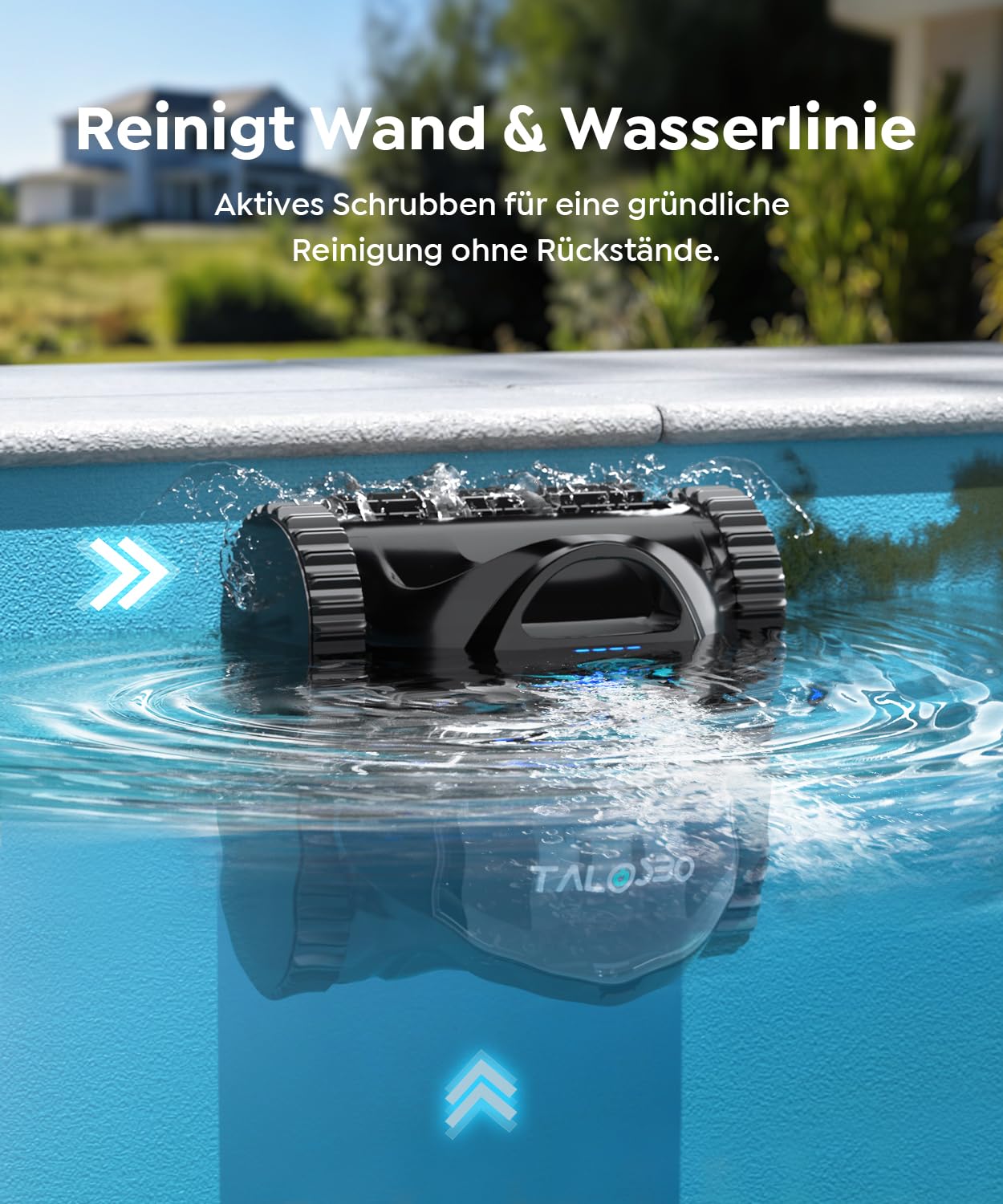 C1 Poolroboter Akku Boden und Wand, Doppelfilter, 7 Reinigungsmodi, 180 Minuten Laufzeit, Poolreiniger mit App, Starker Poolsuager Akku für Pools bis zu 150 m²,Nachtblau