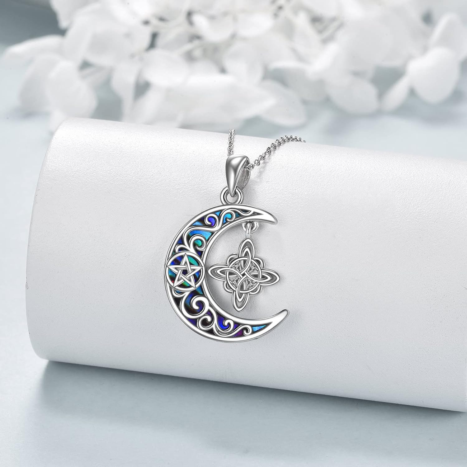 YFN Witches Knot Necklace Sterling Silver Celtic Crescent Witch Knot Pendant Necklace Pagan Jewelry for Women Gifts - Image 2