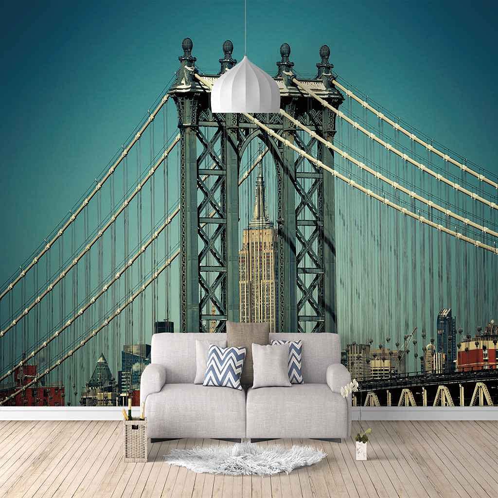 Papier peint canevas 3D Pont de la Tour 300x210 cm autocollant pour salon