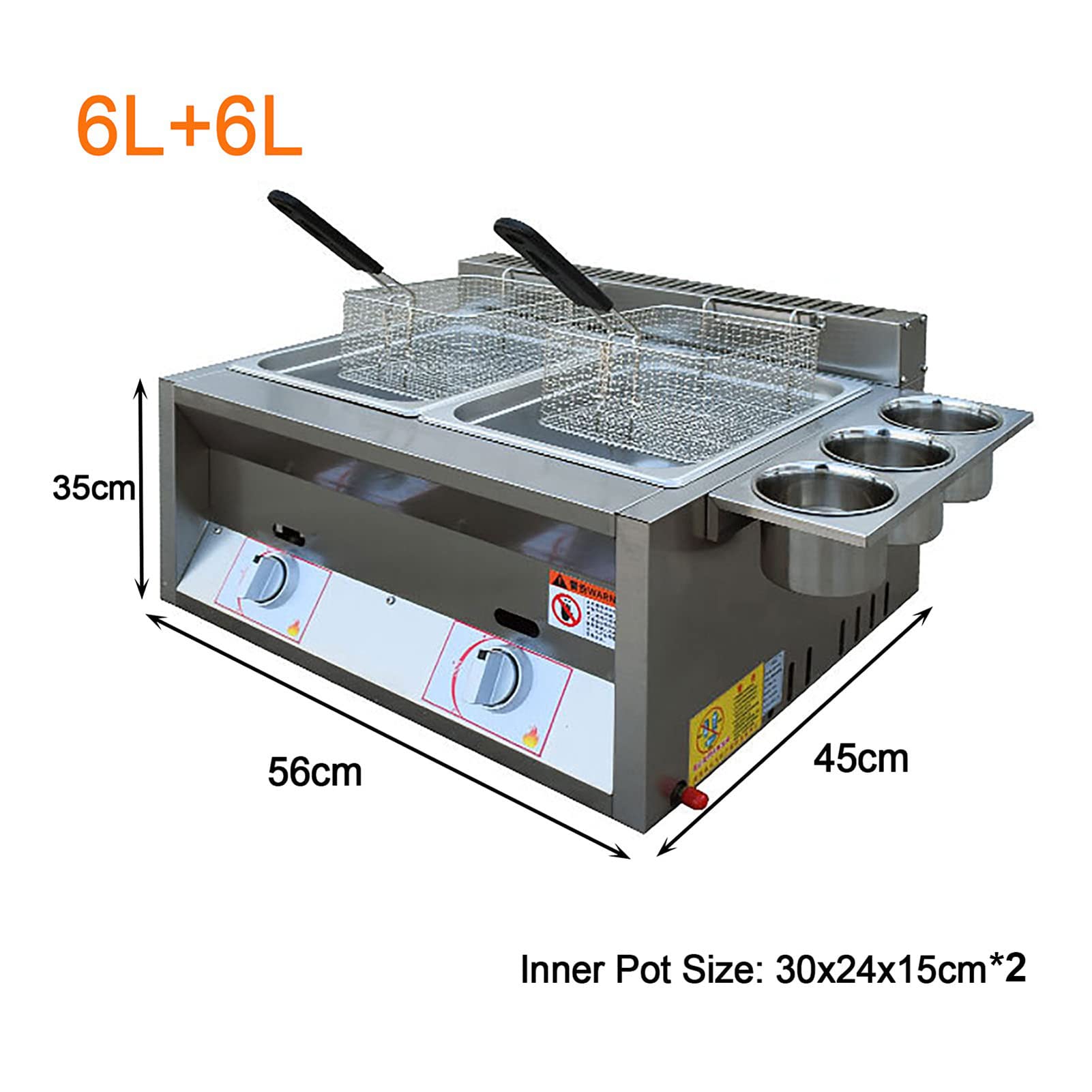 Deep Fryer Friggitrice A Gas da 12 Litri, Friggitrice Professionale da Banco a Gas da Banco in Acciaio Inossidabile Frittura Cestello Staccabili in Acciaio Inossidabile