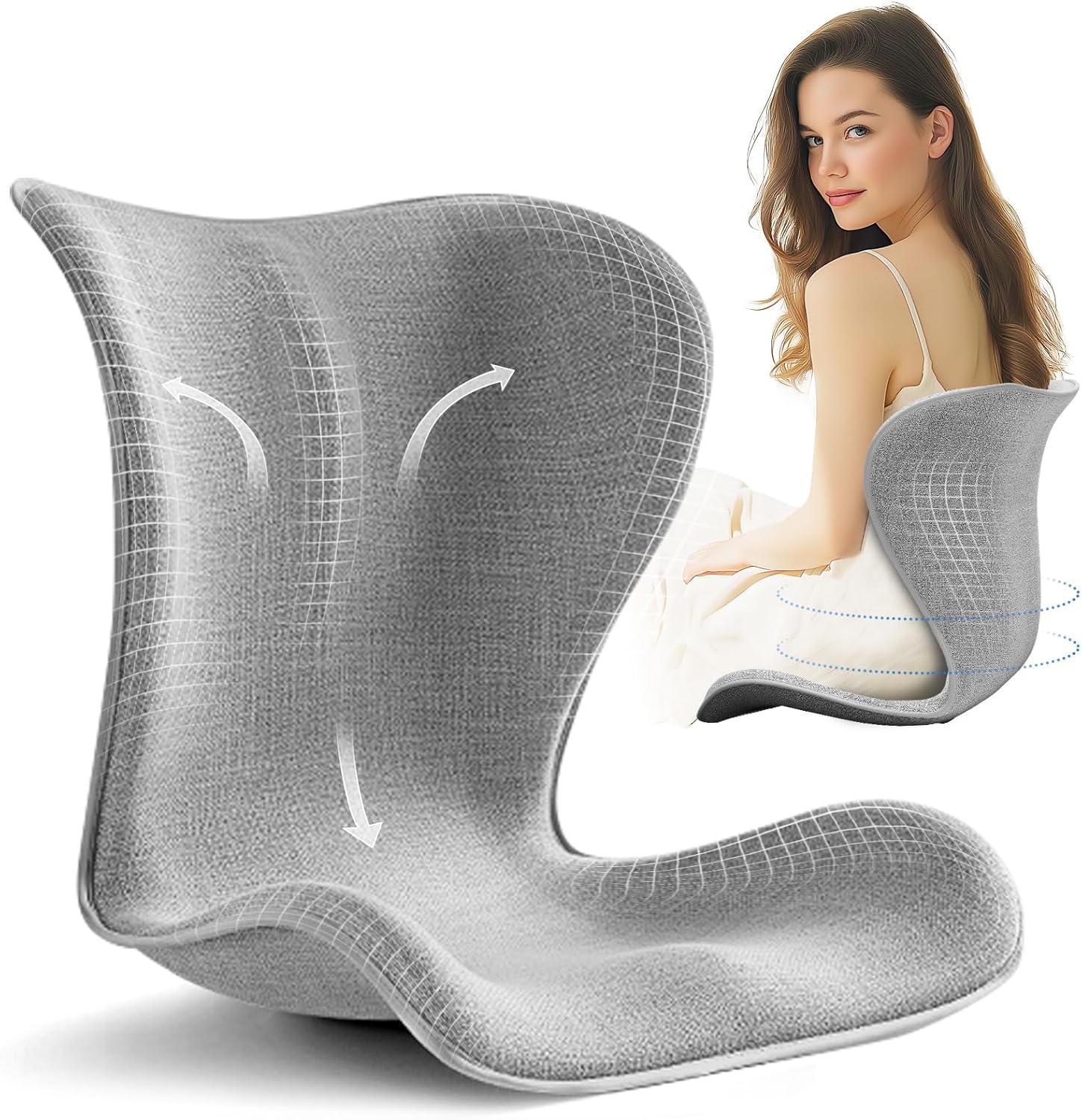 SpineEase Comfort Lumbar Support Cushion with Memory Foam
