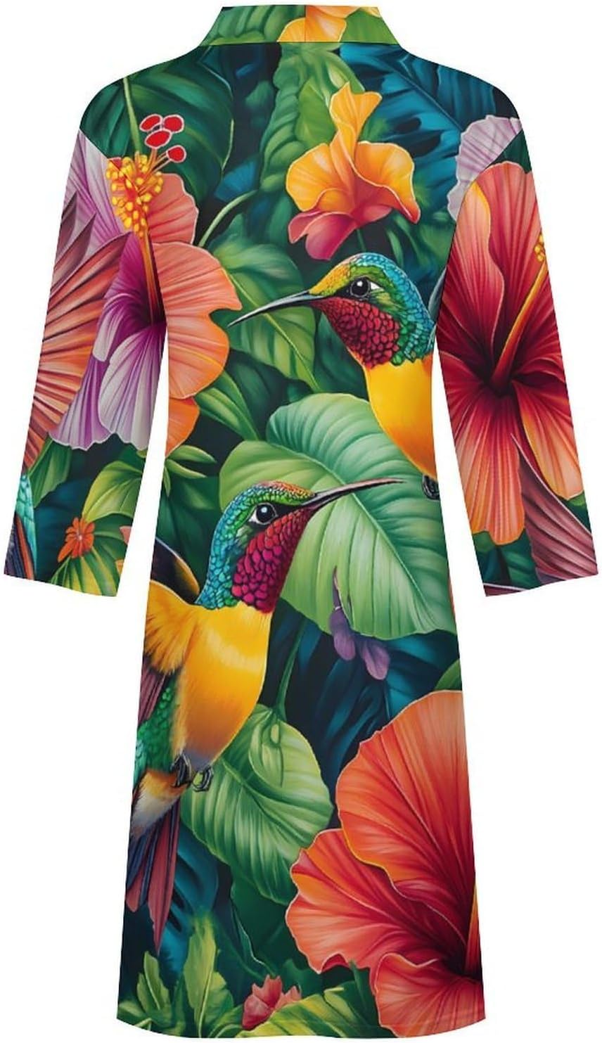 Hummingbirds Men's Robe Soft Bathrobe V Neck Loungewear Sleepwear Nightgown Dressing Gown