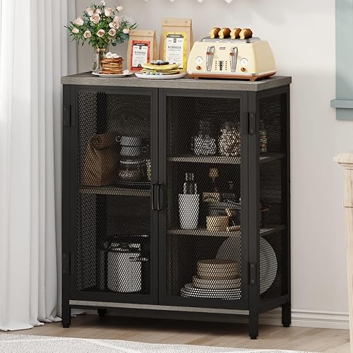 Miniatura 13 de BON AUGURE Armario de barra de café para licor casero, pequeño armario de almacenamiento para cocina y entrada, aparador de buffet industrial