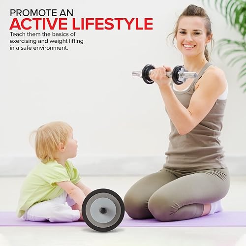 Miniatura 6 de Modern Innovations Juego de pesas con barra para niños, equipo de entrenamiento de juguete, pesas para niños para ejercicio, diversión y fitness