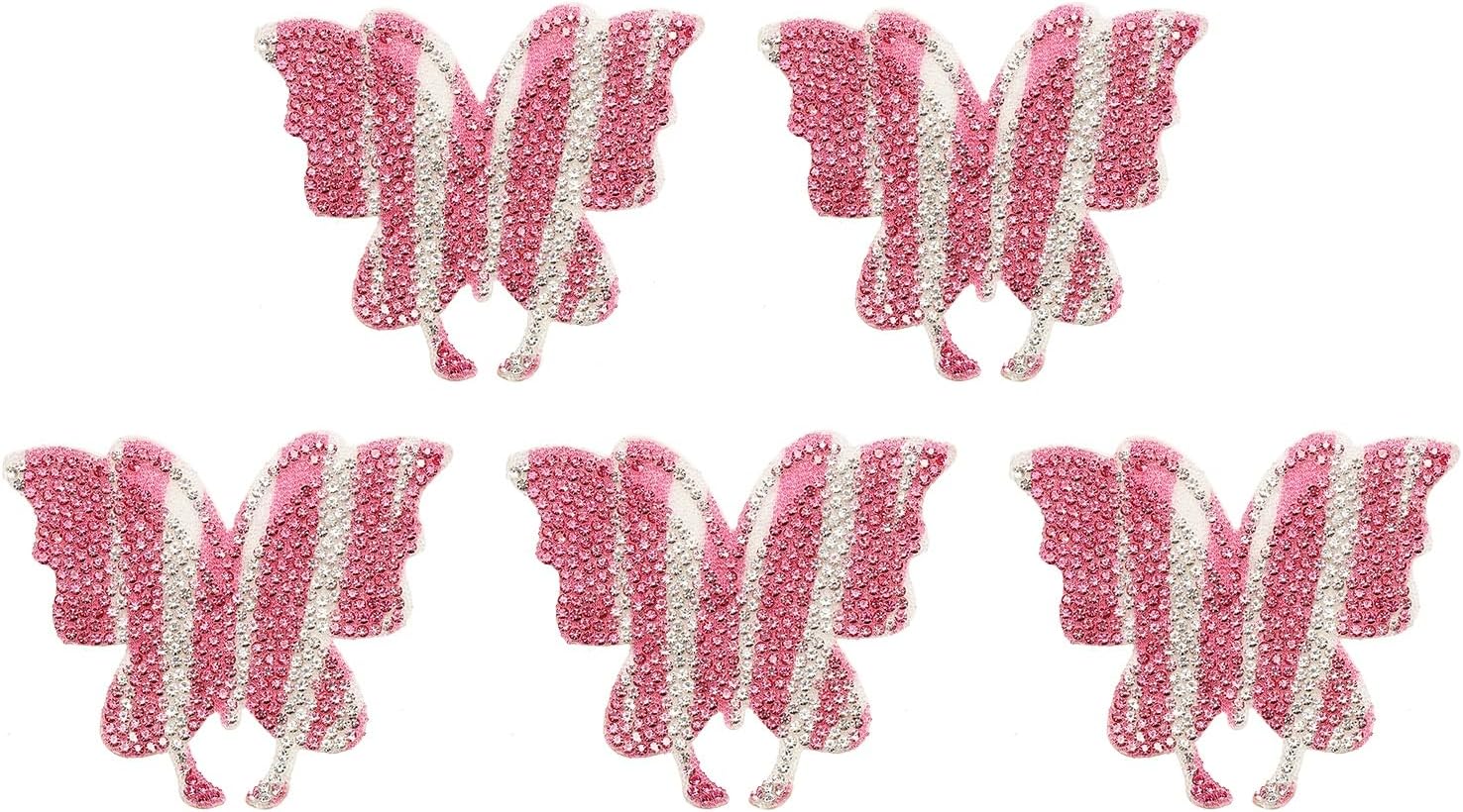 PATIKIL 5Pcs Butterfly Car Decals for Women, 2.8" x 2.4" Rhinestone Crystal Car Sticker Self Adhesive Glitter Sticker Decoration for Bumper Window Laptops Luggage, Red/White