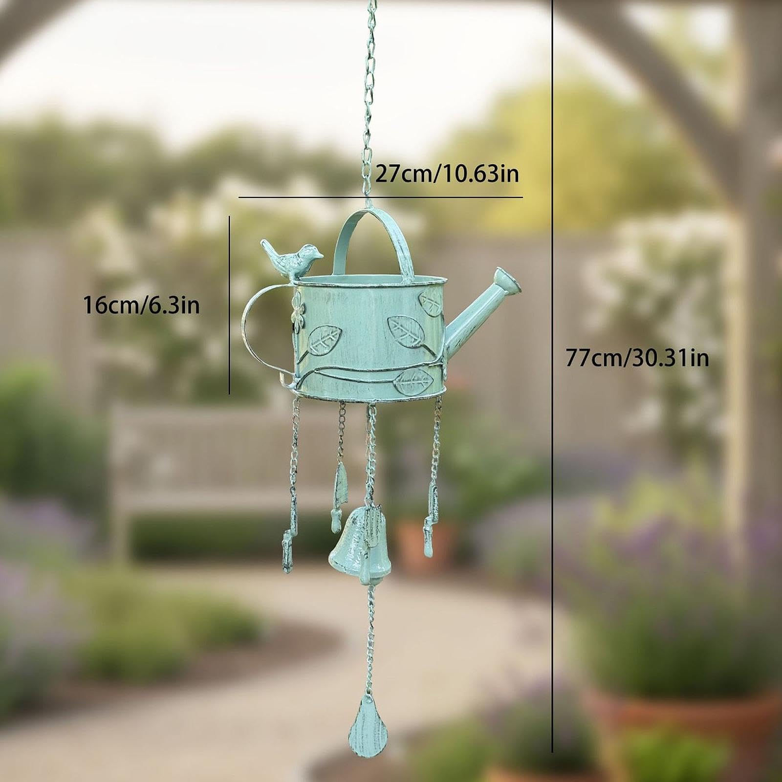 Baoblaze Annaffiatoio in Metallo con Campanellino a, Versatile, Rustico, Decorativo da Appendere per Interni, Giardino ed Esterni, Idea Regalo, Verde