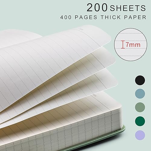 Miniatura 10 de EMSHOI Diario bíblico rayado, 400 páginas A5, cuaderno rayado universitario con notas adhesivas, papel grueso de 3.53 ozm, diario de cuero vegano de