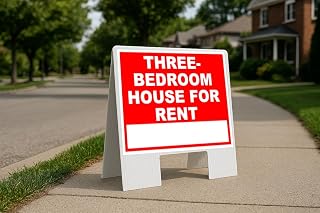 Three-Bedroom House For Rent Write On Me Red Folding Coroplast A-Frame with Double-Sided 23in x23in