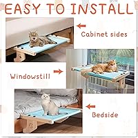 Vista 6 de Pinkunn Juego de 2 alféizares de ventana para gatos, perca ajustable de madera para gatos pequeños, hamaca para ventana, asiento de ventana