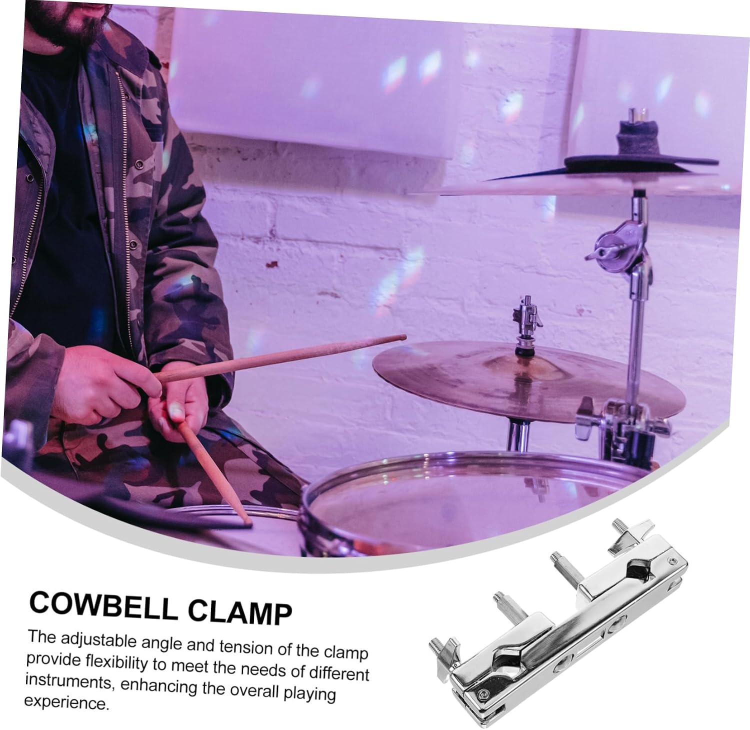 Universal Drum Set Mounting Clamp for Cymbals and Cowbells Stable and Sturdy Drum Kit Accessory Adjustable Tension and Angle