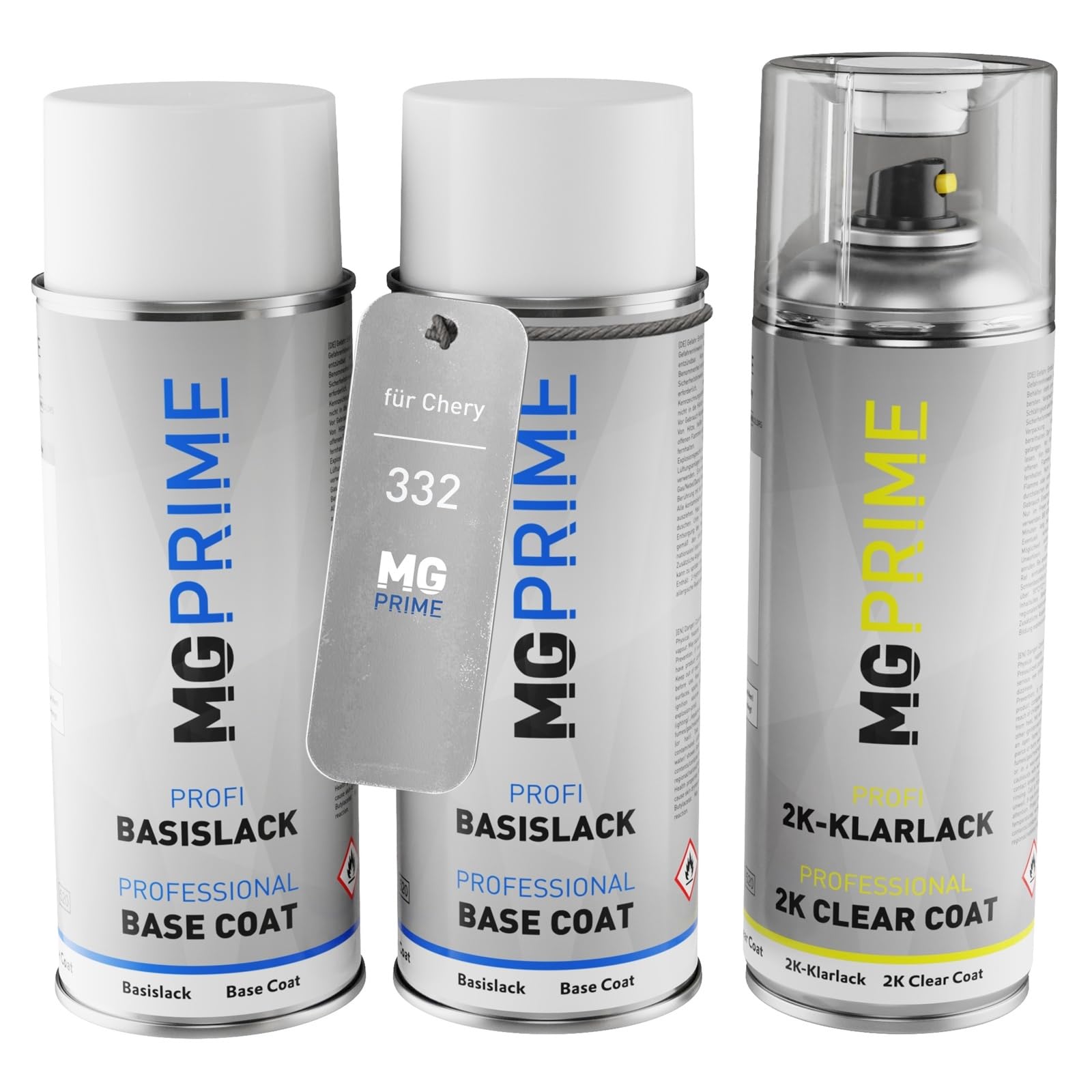 MG PRIME Bombolette spray di Vernice per auto per Chery 332 Rock Red +2K | Kit vernice di fondo + base + trasparente 2K, bombolette spray 400ml