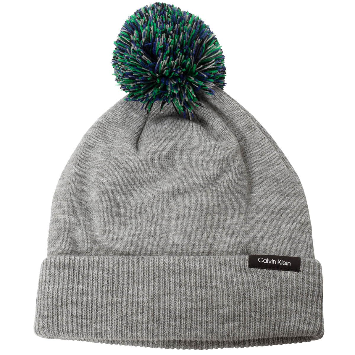 Calvin Klein (One Size, Silver Marl) Mens Linden Bobble Cosy Warm Pom Pom Knitted Beanie Hat