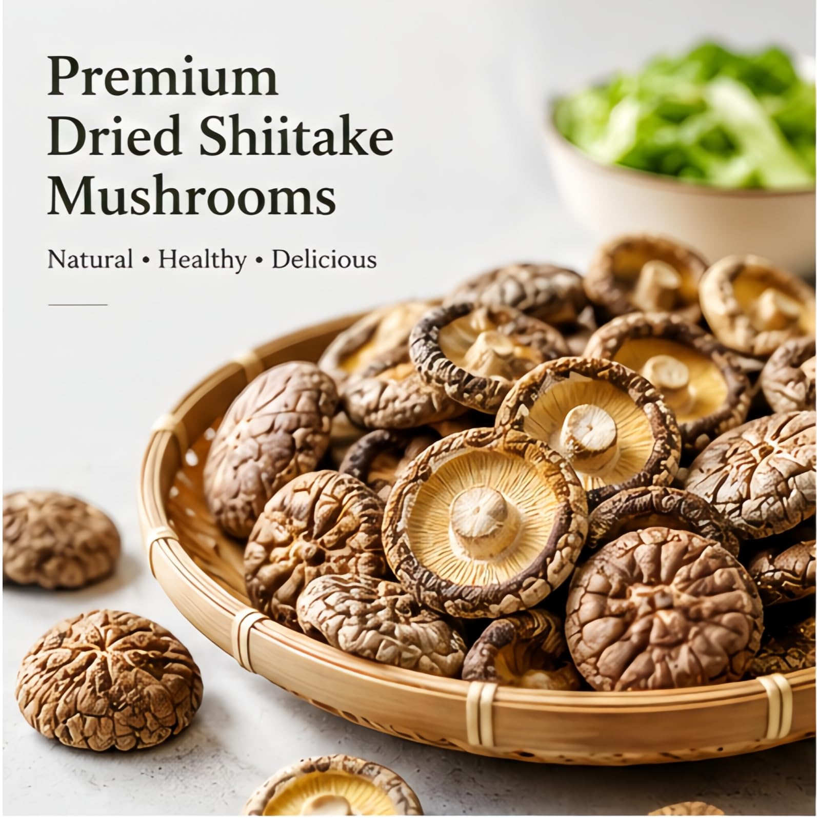 JOIYSVEN Funghi Shiitake Secchi , Qualità Premium, Ricchi Di Umami Per Brodi E Saltati in Padella, Vegan 100% Naturali, 500g