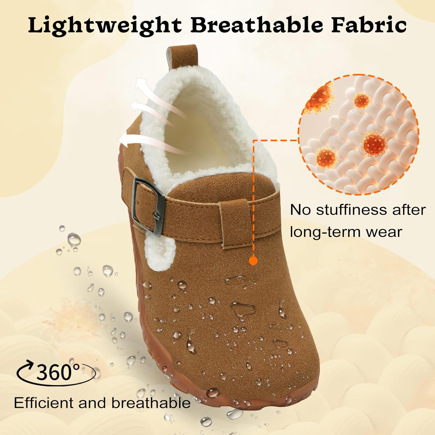 BARERUN Toddler Slippers Wide Waterproof House Shoes Fuzzy Suede Moccasin Slippers for Kids Barefoot Adjustable Indoor Outdoor Slip On Warm Winter Shoes - Image 5