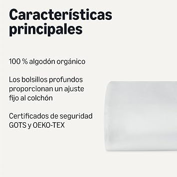 Amazon Basics Organic Cotton Fitted Sheet for 180 cm Beds, 180 x 200 cm, White
