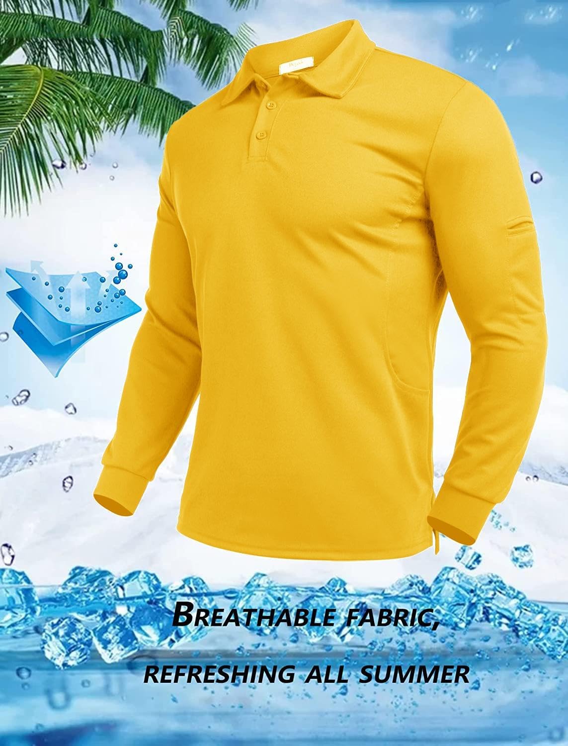 Deyeek Men's Polo Shirts Long Sleeve Golf Polo Shirts for Men Quick Dry UPF 50+ Sun Protection Polos Casual Collared Shirts - Image 2