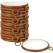 LOYORTY 15PCS Round Embroidery Hoops 6 Inch Imitated Wood Embroidery Frame Plastic Display Frame Ring Cross Stitch Hoops