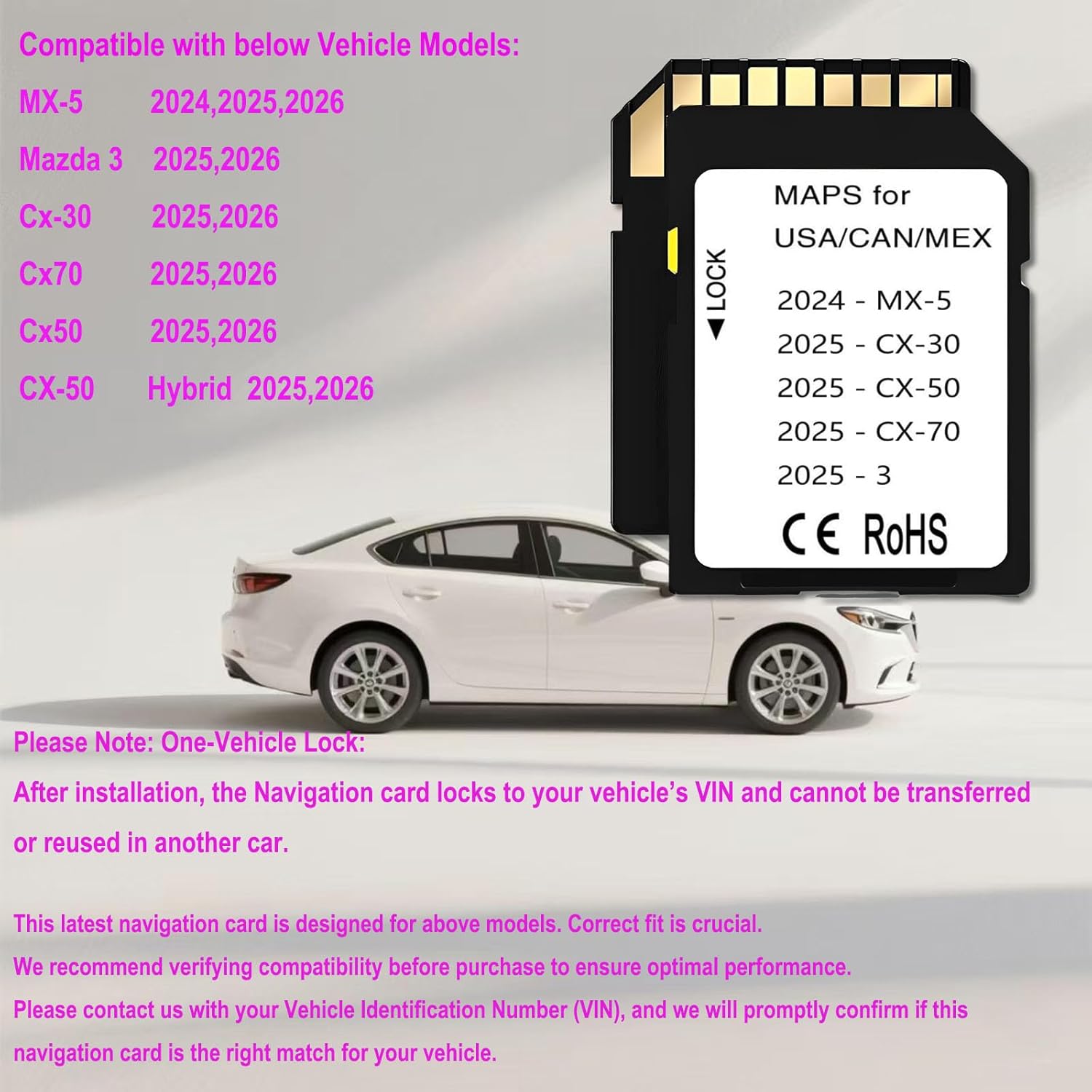 2025 2026 Latest Navigation sd Card Memory Compatible with Mazda 2024-2026-MX-5, 2025 2026 CX-30, 2025 2026 CX-50,2025 2026 CX-50 Hybrid,2025 2026 CX-70, 2025 2026-Maz*da 3 (Ceypec-04)