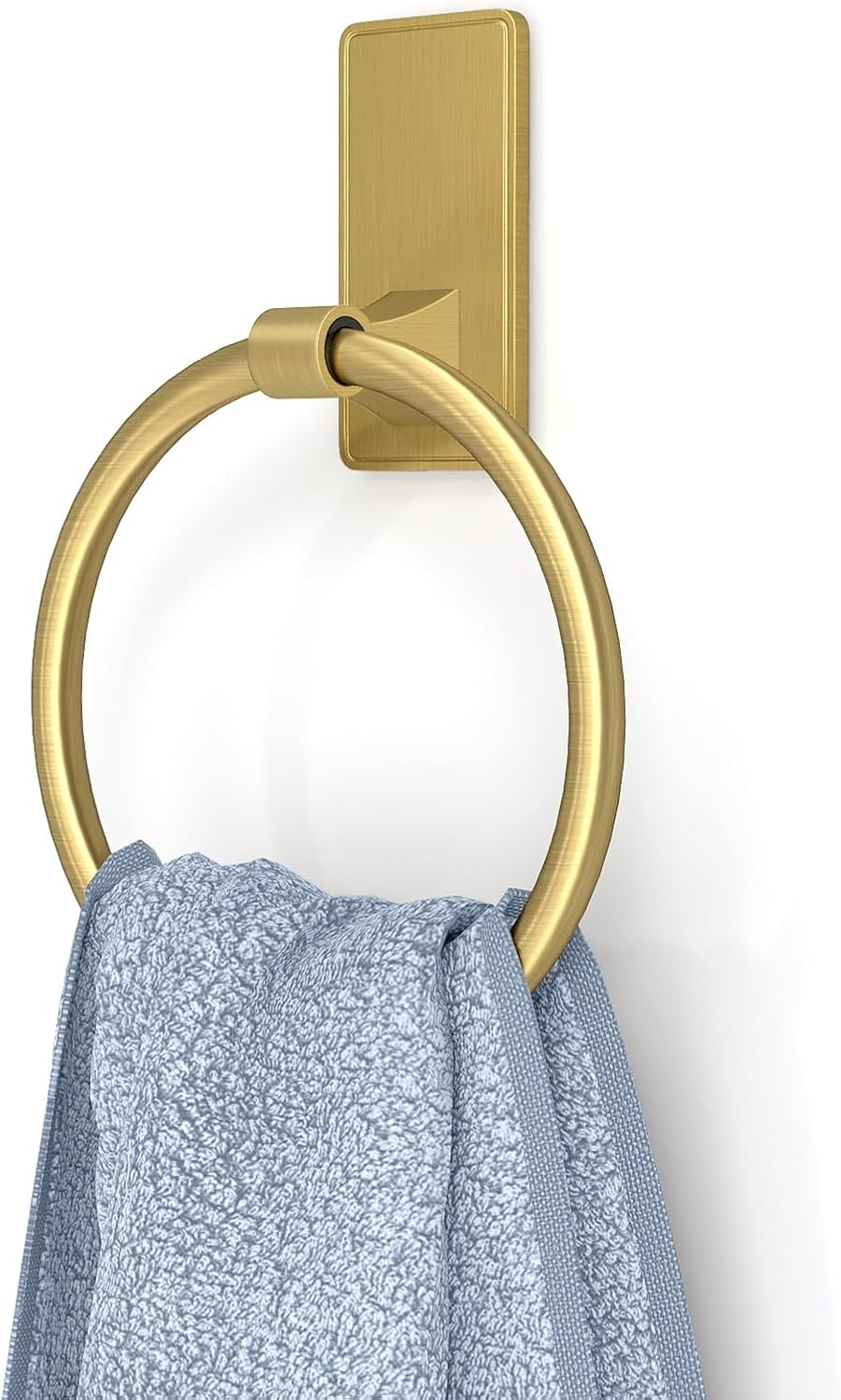 Adhesive Towel Ring, SUS304 Stainless Steel Bathroom Towel Holder, One Piece Disigned Towel Racks for Bathroom, No Drill, Gold