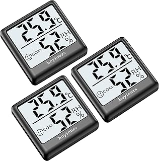 hoyiours Mini Hygrometer Thermometer, 3 Pack Humidity Meter Hygrometer Indoor Thermometer Room Thermometer and Humidity Gauge, Home Thermometer and Humidity Sensor for Baby, Plant, Garage, Black