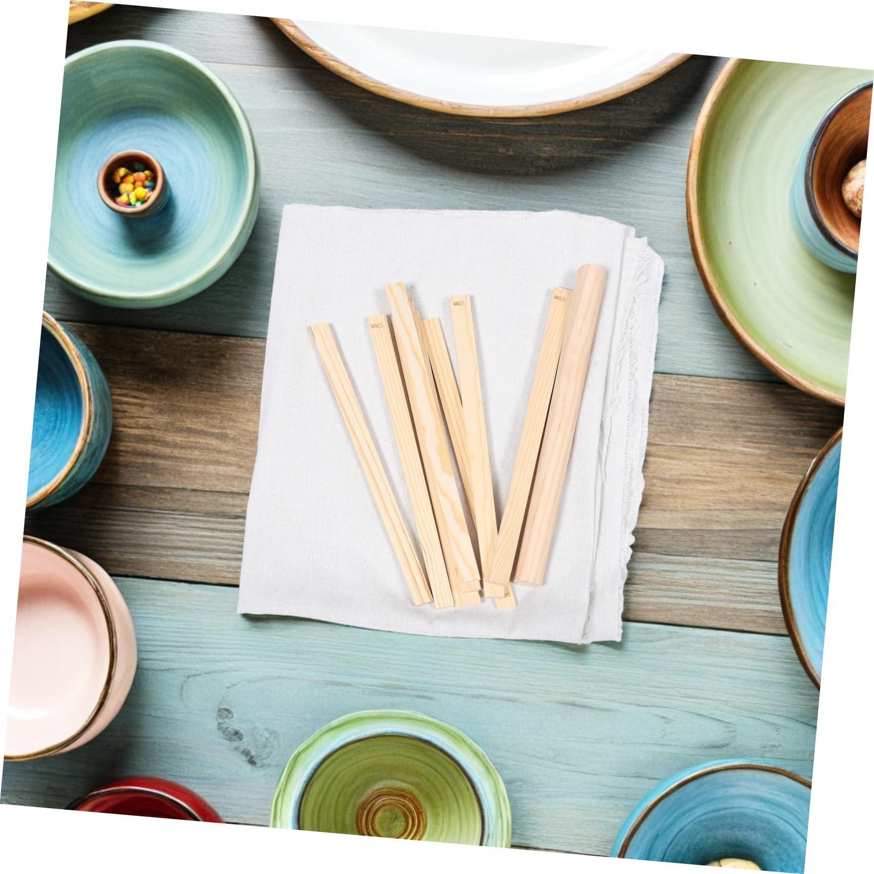 Kit D'outils de Poterie en Bois Bâtonnet Rond et Tapis Absorbant en Lin pour Modelage d'argile, pour Projets Artisanaux à Domicile
