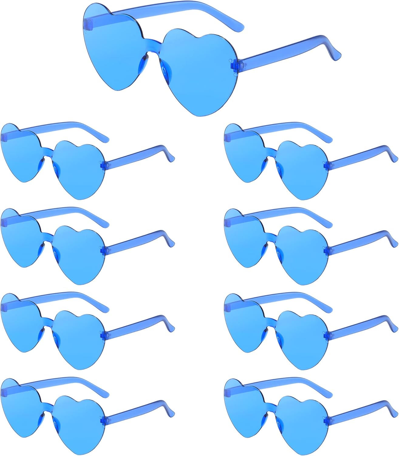 KAYH DECOR 9Pcs Heart Sunglasses Blue Heart Shaped