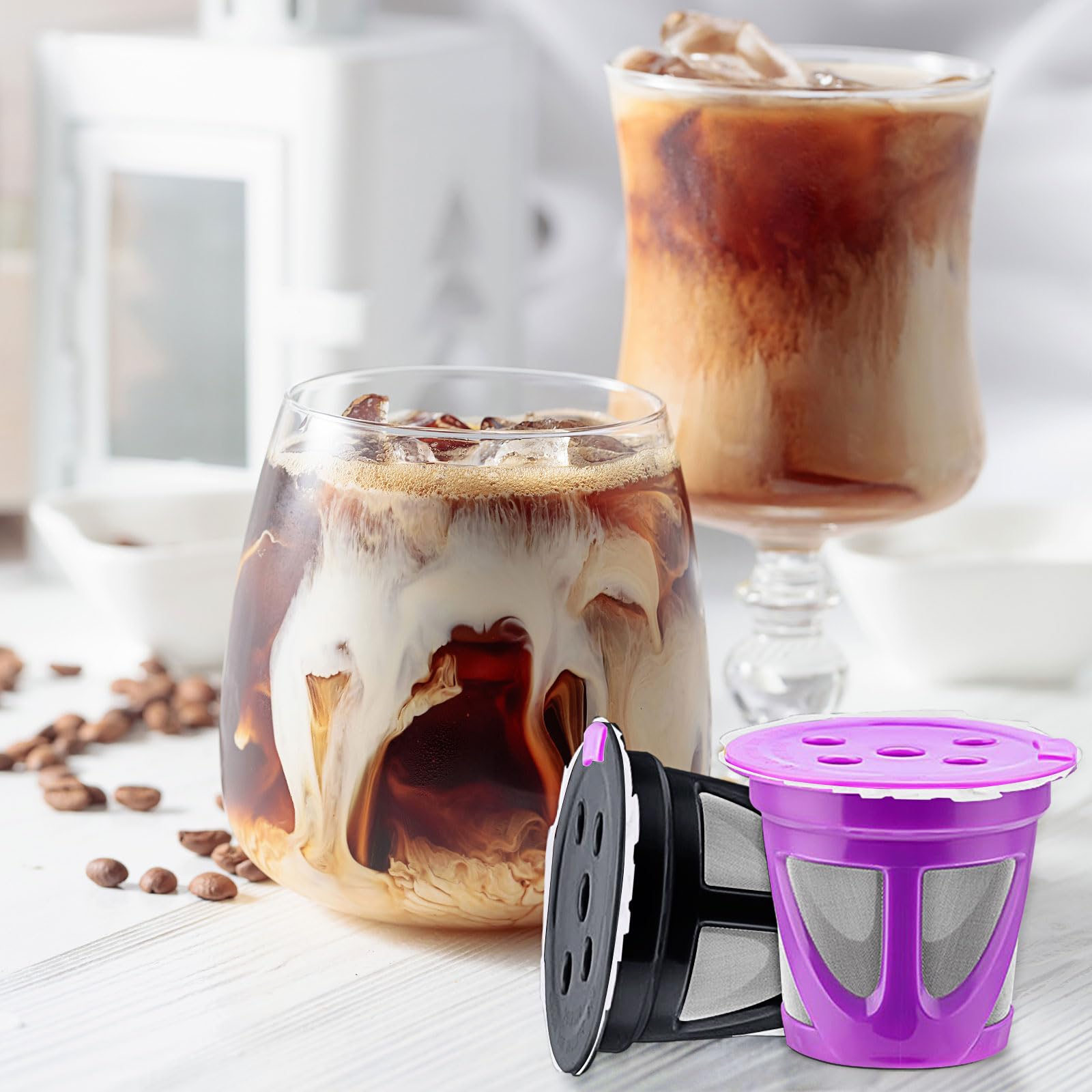 Haetyly Confezione da 4 cialde riutilizzabili K Cup con 100 filtri di carta usa e getta, compatibili con caffettiere Keurig monodose 2.0 e 1.0