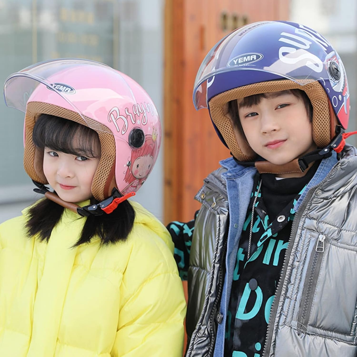 100 安い 3c 原付 ヘルメット 子供用 キッズ バイクヘルメット インナー取り外し可能 オートバイ 漫画柄 かわいい フルフェイス クリアシールド 透明レンズ スムーズ 女の子 男の子 洗える 通勤通学 ピンク イエロー ブルー 黒 Www Dentalprimary Com