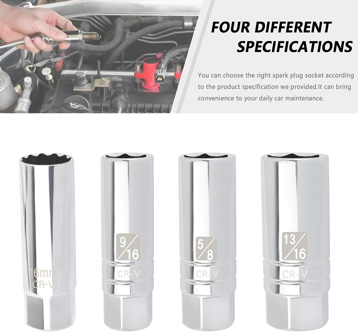Salior 16mm Magnetic Spark Plug Socket,12-Point 3/8" Drive Thin Wall Spark Plug Socket,Spark Plug Removal Tool Compatible with BMW Benz Nissan Mini Car Accessories (16 mm) image 3