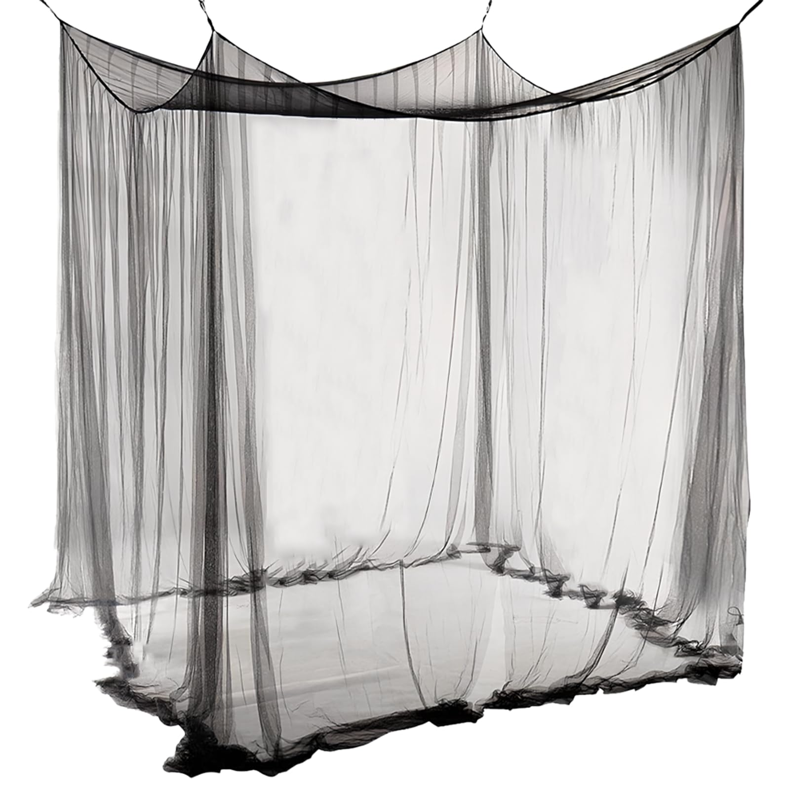 ACTOYS Zanzariera Letto, Zanzariera Quadrata Grandi Dimensioni, Universale Zanzariera per Letto Singolo Matrimoniale,Zanzariera Baldacchino per Terrazzo Gazebo Tenda da Sole Campeggio (Nero-1 porta)