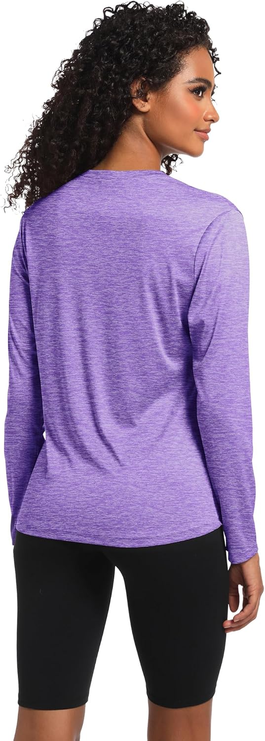 HOPLYNN 4 Pack Womens Long Sleeve Workout Shirts,UPF50+ Rash Guard Dry Fit V Neck UV Sun Protection Running Tops T Shirts - Image 3