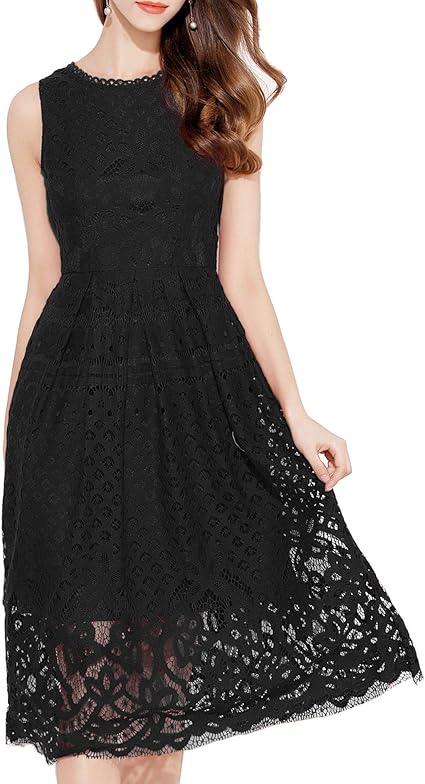 VEIISAR Womens Fashion Sleeveless Lace Fit Elegant Cocktail Party Dress